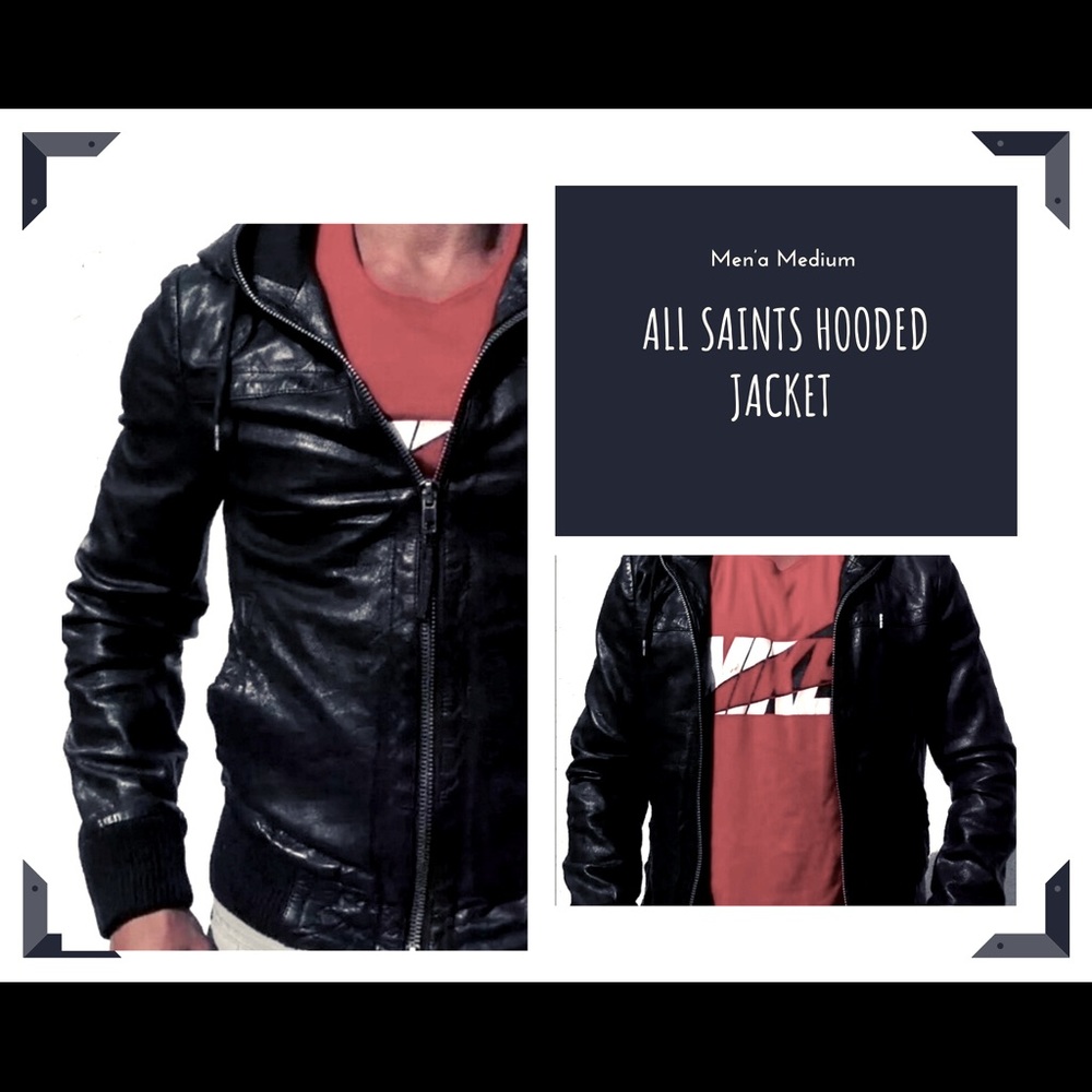 All Saints Hooded Leather Jacket